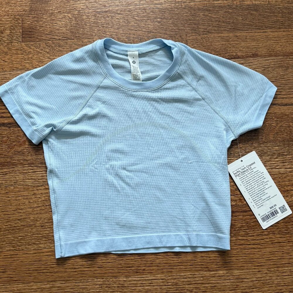 lululemon Swiftly Tech Cropped Short Sleeve 2.0 Windmill Blue Size 6 NWT